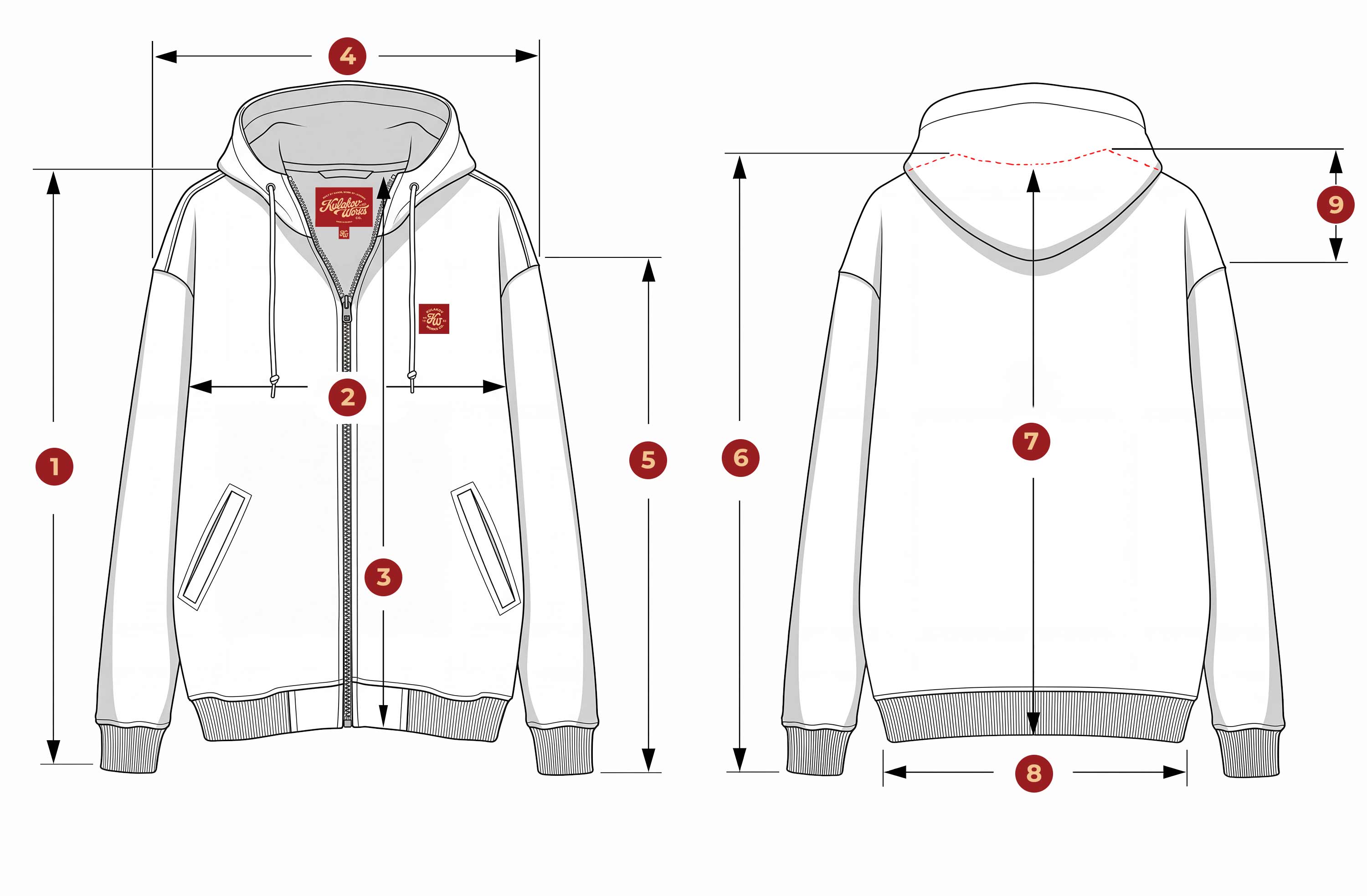 Обмеры зип худи "Полёт" Kulakov Works