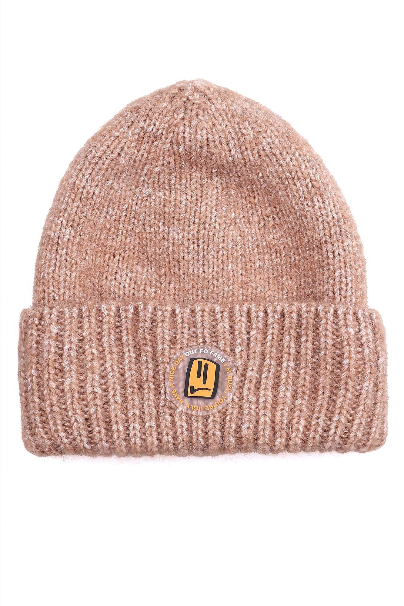 Шерстяная шапка из альпаки с шевроном OUT FO FAME