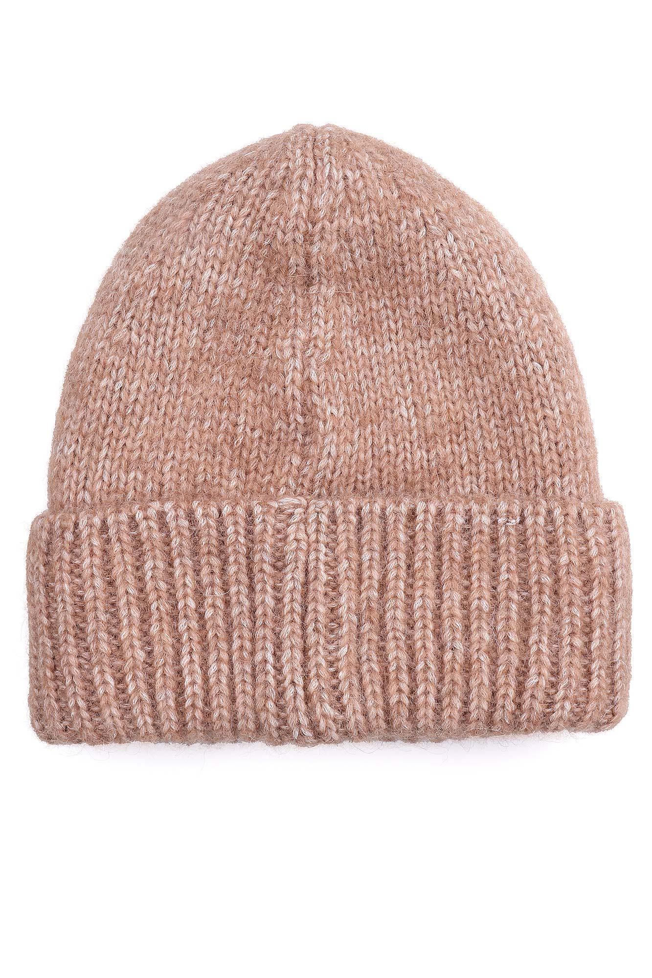 Шапка женская из альпаки с резиновым шевроном OUT FO FAME
