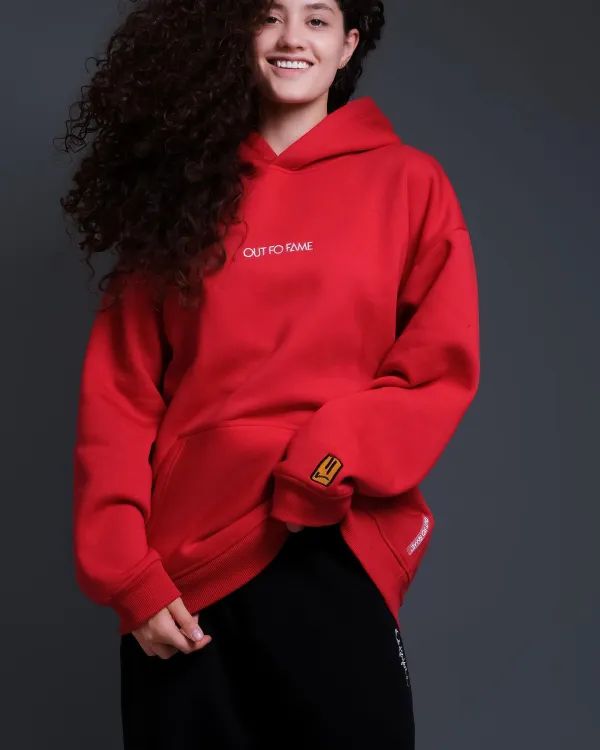 Красная оверсайз худи OUT FO FAME ORIGINAL женская