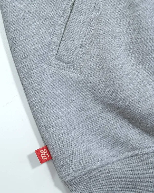 Серое худи на молнии streetwear by OUT FO FAME