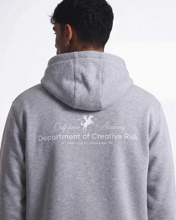Серое худи на молнии ZIP HOODIE CREATIVE GREY вид спереди
