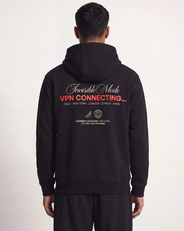 Черное худи с молнией и капюшоном VPN Black