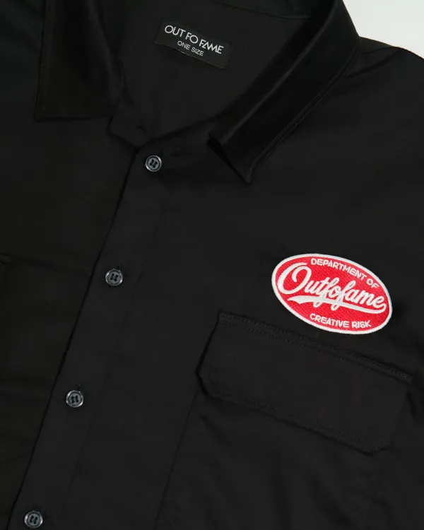 Черная рубашка с коротким рукавом OUT FO FAME с вышивкой streetwear