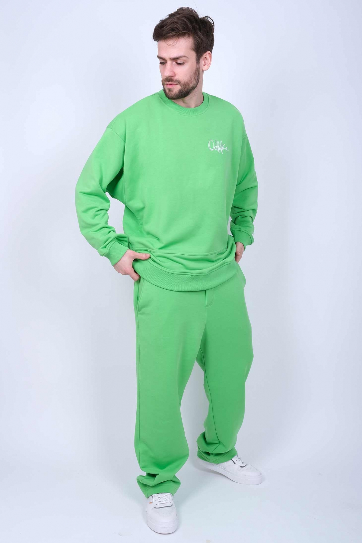 Мужской зеленый оверсайз костюм OUT FO FAME со штанами