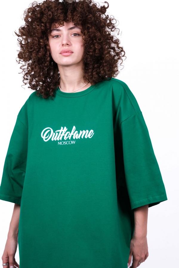 футболка оверсайз зелёная OUT FO FAME The One